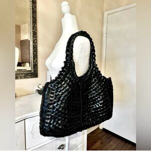 Y2K Fashion Express Woven PU Leather Hobo Bag